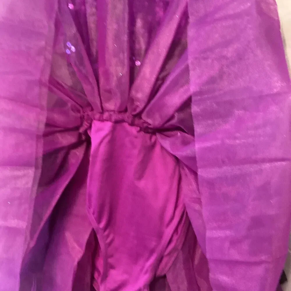 Wiessman Grape Purple Sequined Dance‎ Costume Girls Size LC With Barrette New